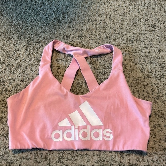 Adidas Pink & White Seamless Sports Bra Size Medium - Picture 1 of 3